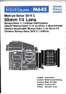 Mamiya 50/4 manual. Camera Instructions.